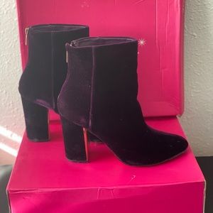 Velvet Booties w/ Gold Detail